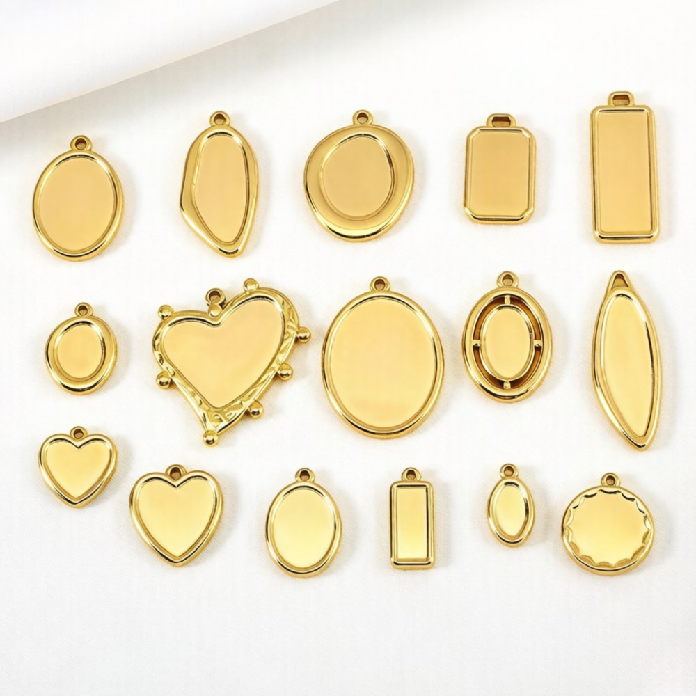 Resin Crafts Diy - 5個入り1個入り色褪せないステンレス不規則ベゼルチャームペンダントトレイブランクカボションベースDIYレジンカメオジュエリー製作用品クラフト
