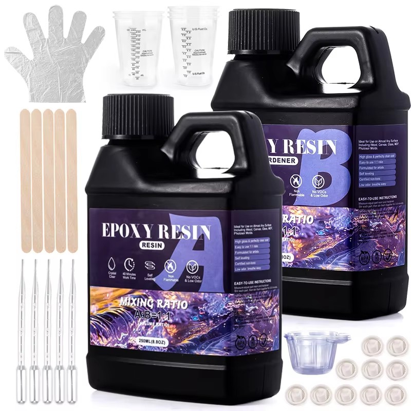 Epoxy Uv Resin Kit - 簡単ミックス 1:1 エポキシ樹脂キット クリスタルクリア - 黄ばみなし