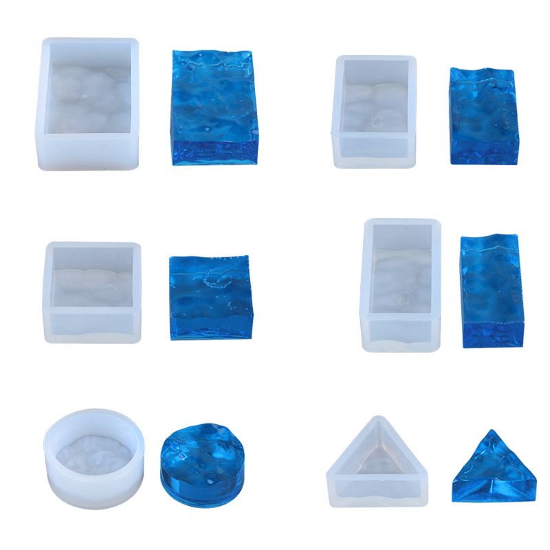Resin Ocean Wave Mold - 4個入り海波樹脂型セット、水紋エポキシジュエリー製作キット、ドライフラワー入りシリコンキャスティングモールド、ペンダントクラフト用