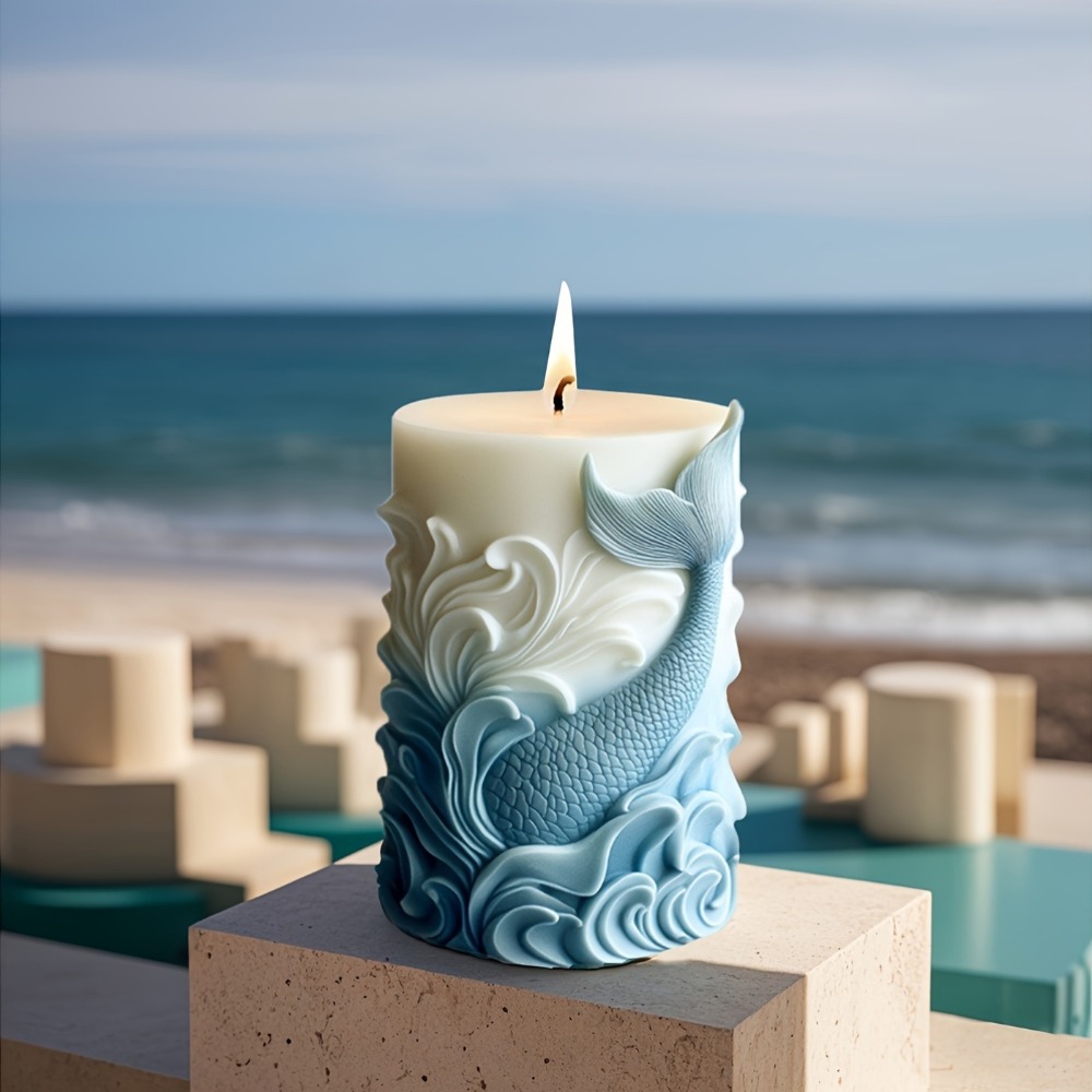 オーシャンテーマシリコンキャンドルモールドイルカコラム樹脂モ - Resin Ocean Wave Mold のレビューと価格