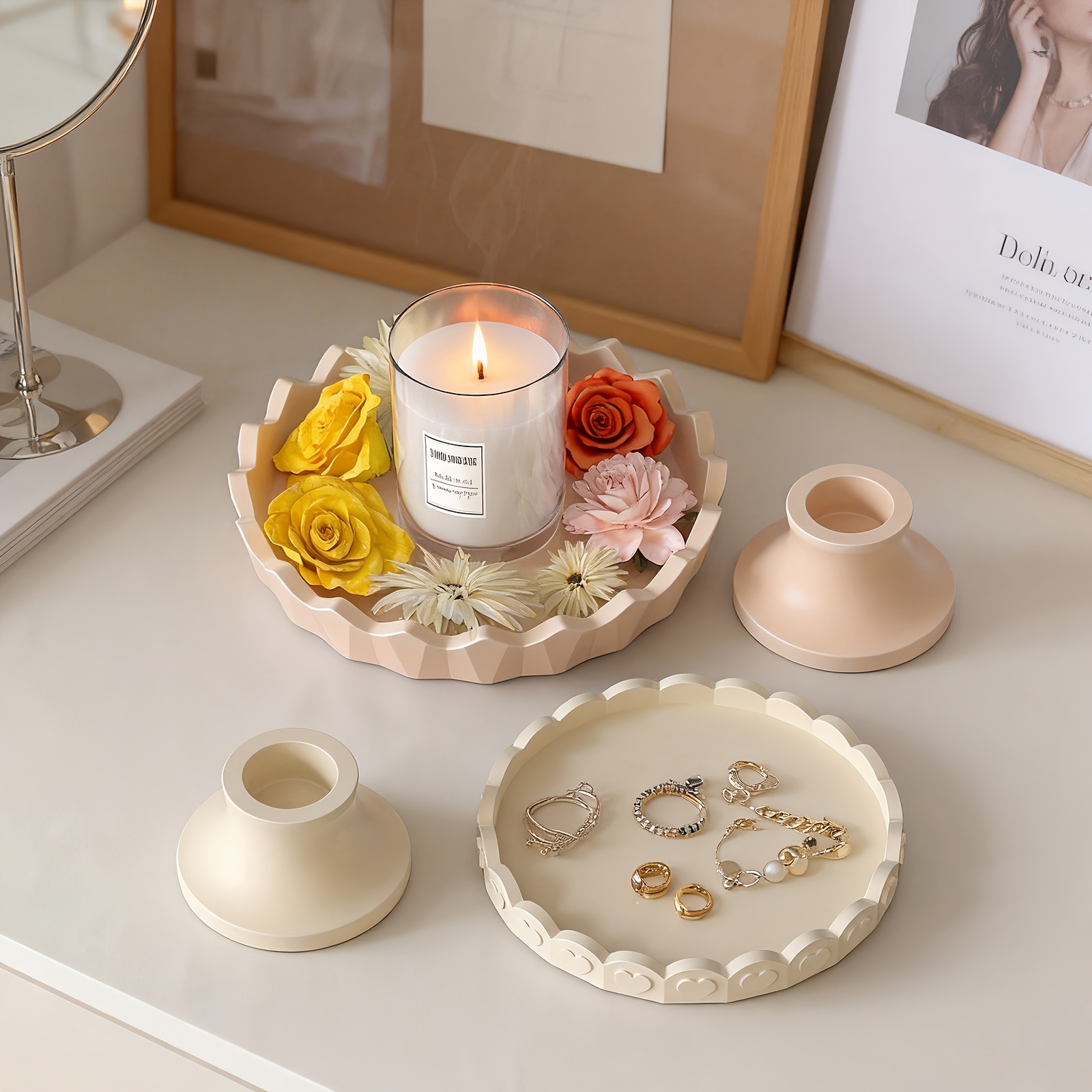 2個入りシリコントレイ型セット、石膏やコンクリート工芸品用の - Resin Craft Ideas のレビューと価格
