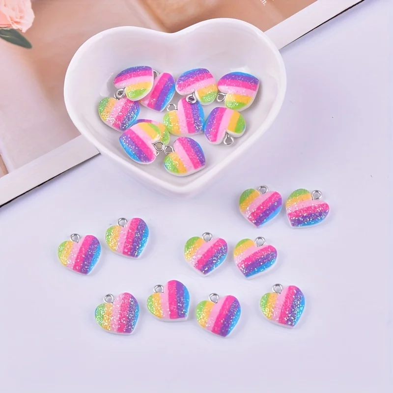 10 個のカラフルなハート樹脂チャームかわいい混合色のラブハ - Resin Crafts Diy のレビューと価格