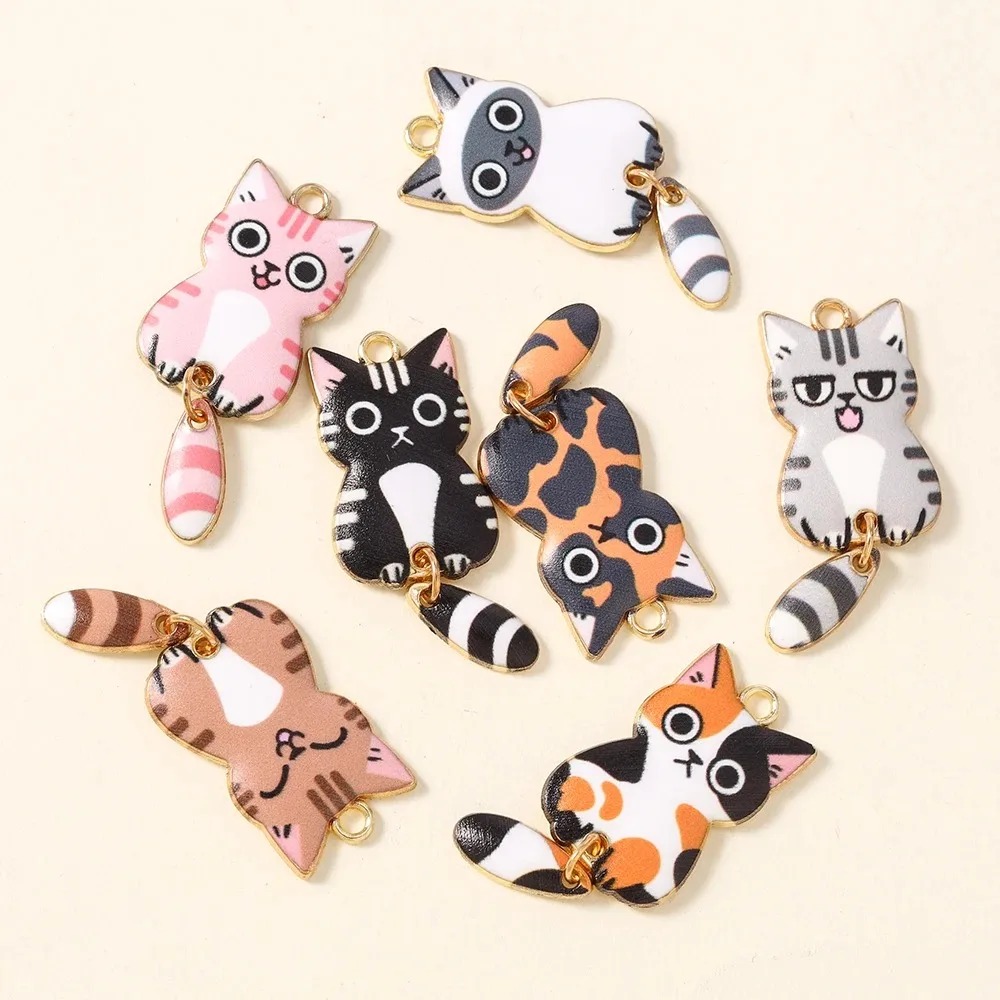 10 個 16 × 39 ミリメートルかわいい漫画猫樹脂チャ - Resin Crafts Diy のレビューと価格