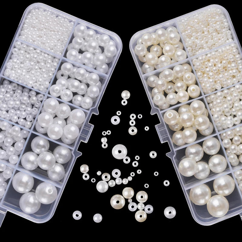 800個入り人工フェイクパール樹脂ビーズキット、丸型パールビ - Resin Crafts Diy のレビューと価格