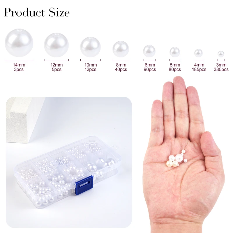 800個入り人工フェイクパール樹脂ビーズキット、丸型パールビ - Resin Crafts Diy のレビューと価格