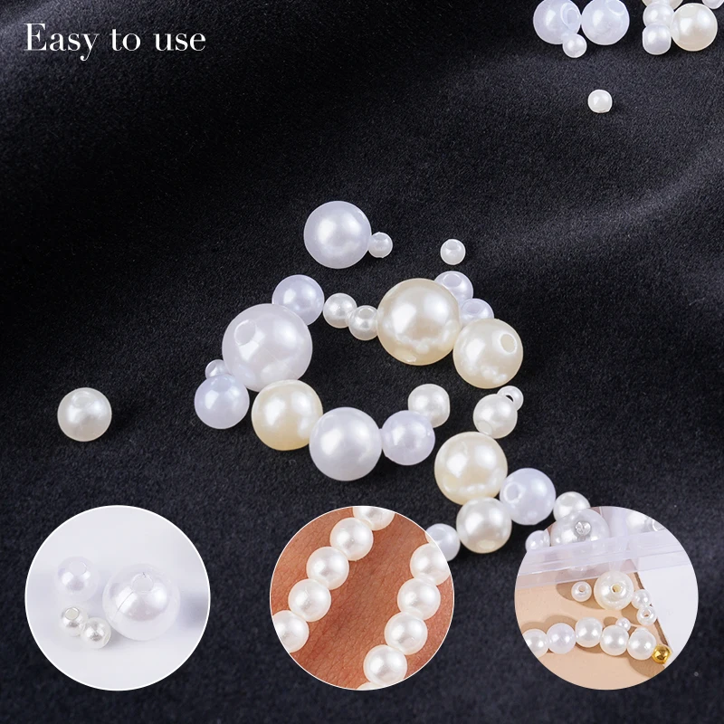 800個入り人工フェイクパール樹脂ビーズキット、丸型パールビ - Resin Crafts Diy のレビューと価格