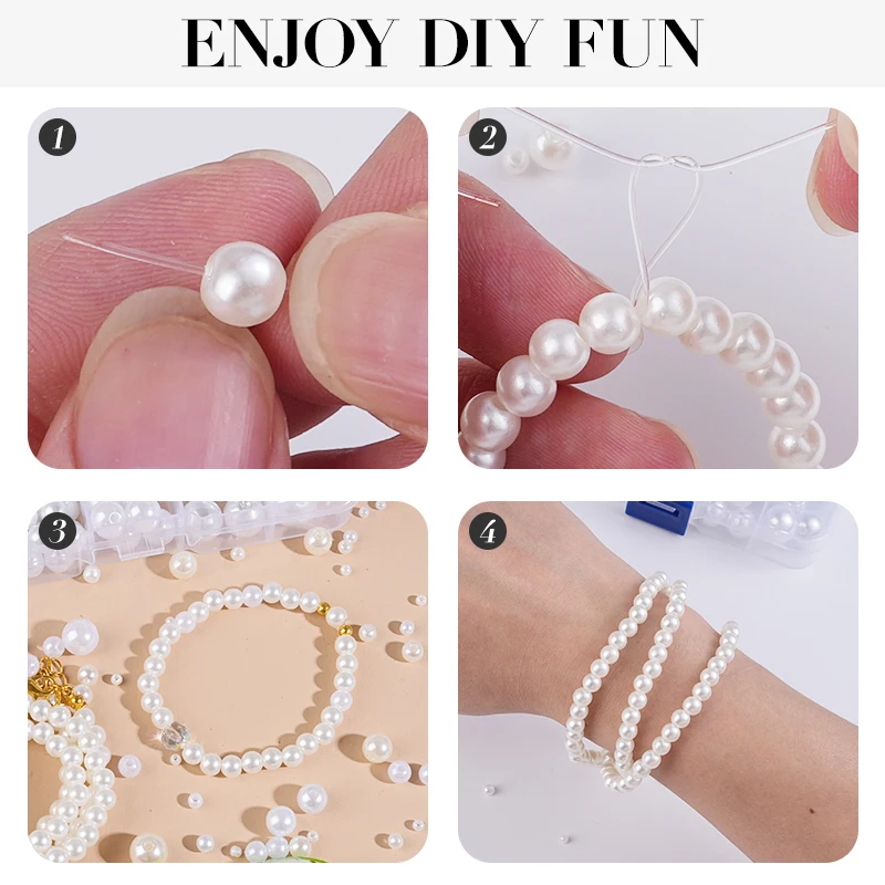 800個入り人工フェイクパール樹脂ビーズキット、丸型パールビ - Resin Crafts Diy のレビューと価格