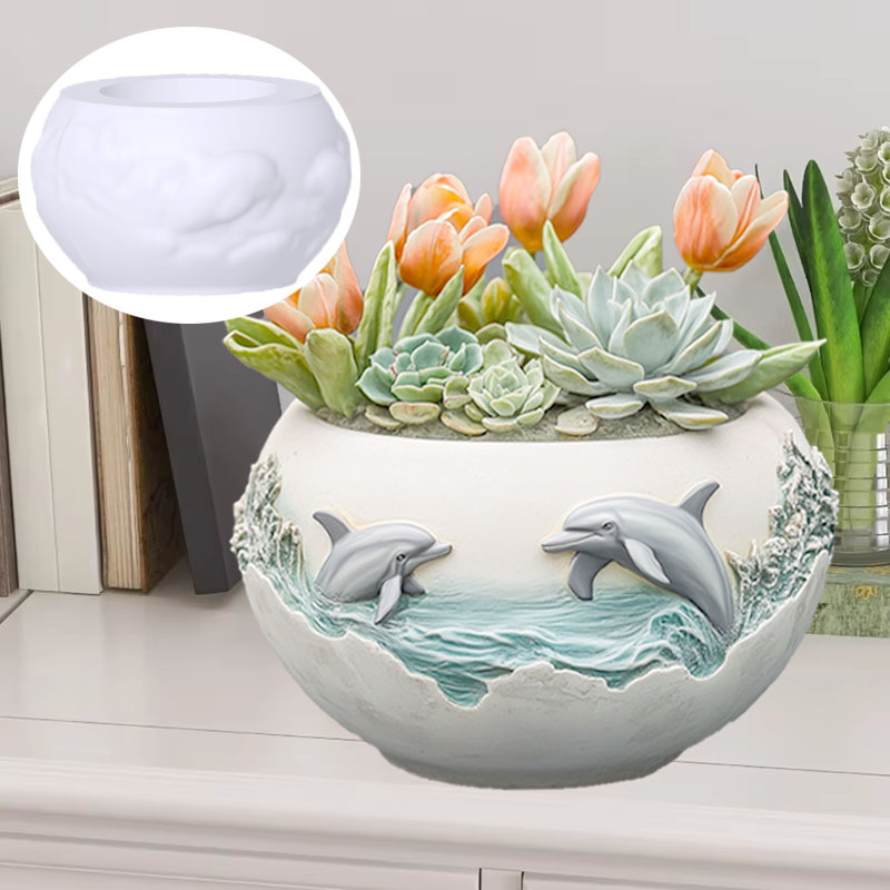 カップルイルカレリーフ多肉植物植木鉢樹脂シリコーン型海の波動 - Resin Ocean Wave Mold のレビューと価格
