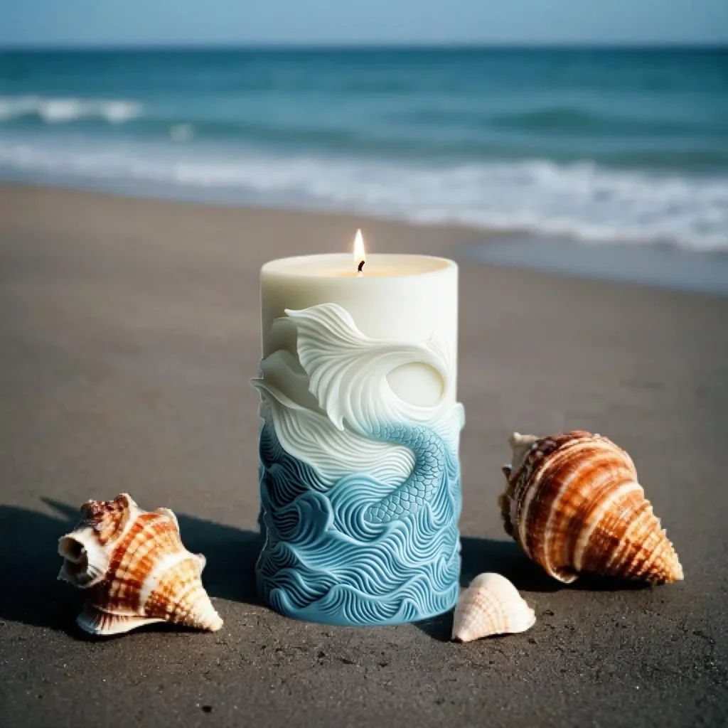 円筒形シリコンキャンドルモールド,日曜大工,海の波,泡円筒形 - Resin Ocean Wave Mold のレビューと価格
