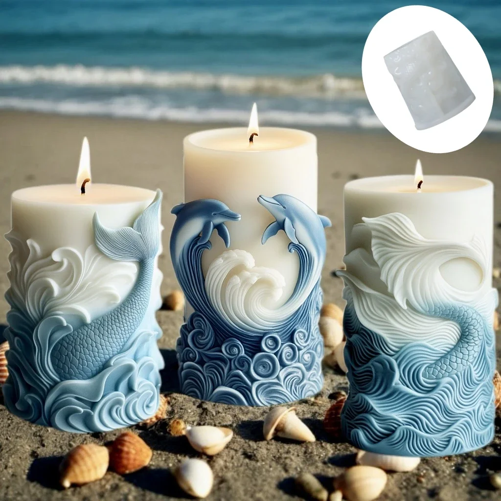 円筒形シリコンキャンドルモールド,日曜大工,海の波,泡円筒形 - Resin Ocean Wave Mold のレビューと価格