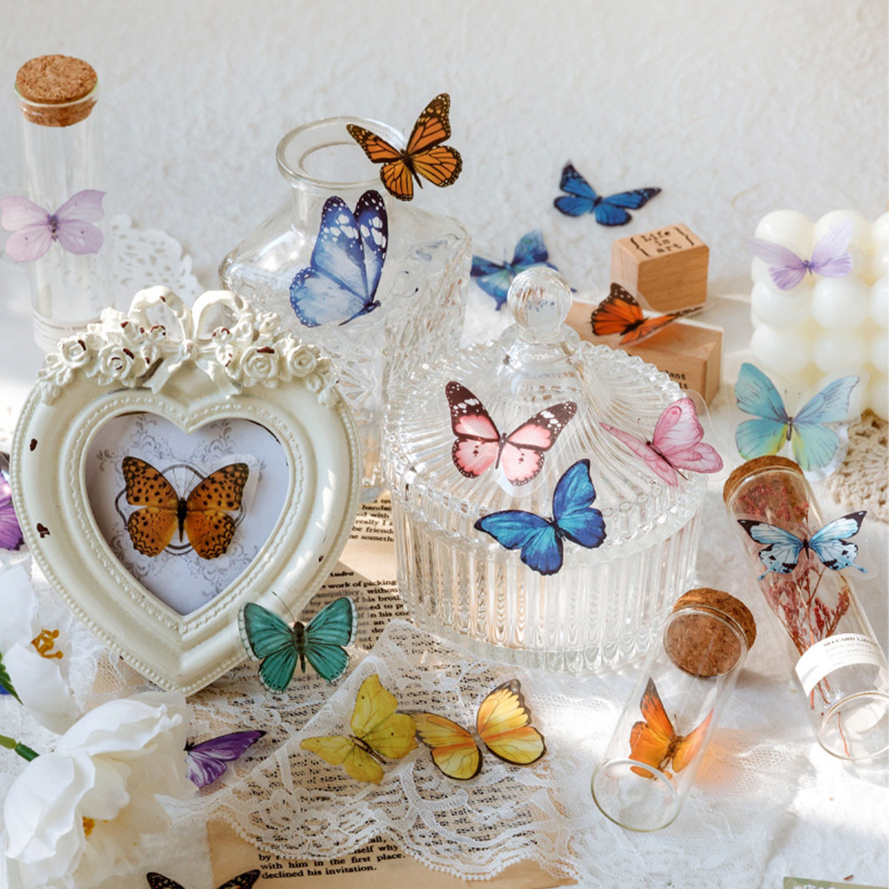 透明な装飾的な蝶のステッカー40ピース/バッグ,日曜大工,エ - Resin Craft Ideas のレビューと価格